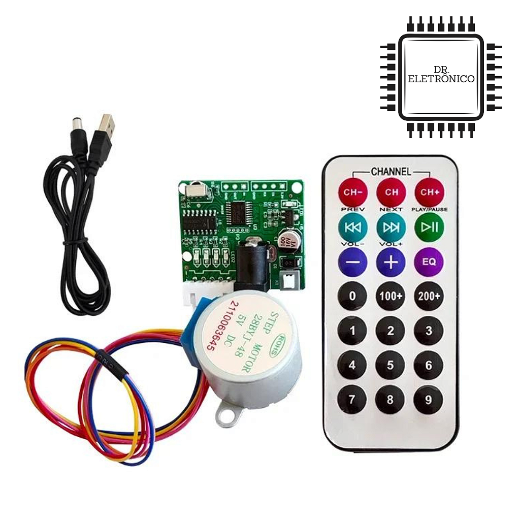 Kit Motor De Passo 28byj-48 + Driver Uln2003 Com Controle Remoto e cabo