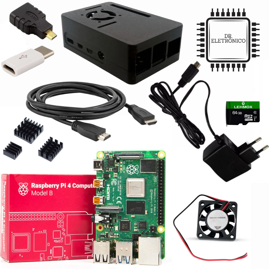 Kit completo raspberry pi 4 4gb